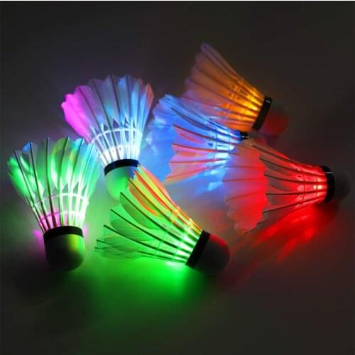 6pcs LED Badminton Shuttlecocks LED Lighting Birdies Indoor Outdoor Badminton Equipment White Blue Yellow Green Red Pink New