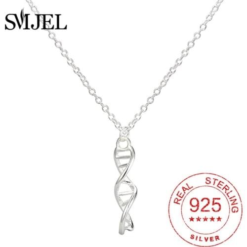 925 Sterling Silver Geometric DNA Shape Necklace Science Biology Jewelry Airplane Pendants Unique Design Gifts for Graduate