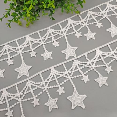 95mm Hollow Out Star Embroidered White Lace Ribbon DIY Apparel Sewing Fabric Wedding Dress Curtain Home Textile Decoration Tape