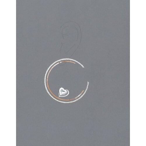 ACCKING021 Fashion Trendy Heart Earrings For Women Cubic Zirconia Crystal CZ Statement Stud Earring Brincos Bijoux