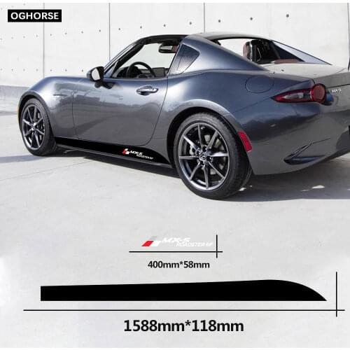 Car Styling 2 Pcs Racing Sport Car Door Side Stripes Skirt Sticker Body Decal Vinyl For Mazda MX-5 3-Door Accessories