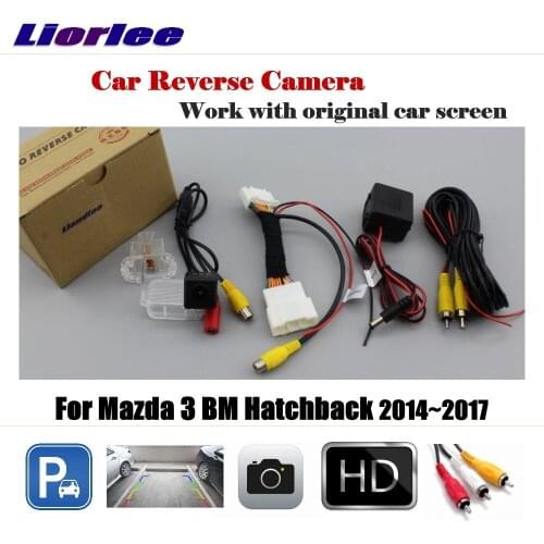 Car Reverse Rearview Camera (6V) For Mazda 3 Mazda3 BM Hatchback 2014~2017 Original Screen HD CCD Backup Parking CAM