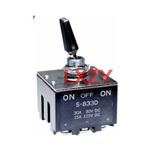 Free Shipping 2Pcs/lot S-833D S833D 3PDT On-Off-On 30A Oscillating Switch