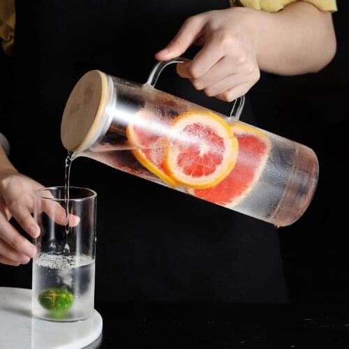 Household Cold Glass Pot with Lid and Sealed Tie Cup for Cool Summer Refrigerator with Large Cold Pot Water Bottle