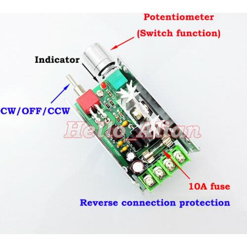 DC 12V-40V 12V 18V 24V 36V 5A PWM DC Motor Speed Controller Regulator CW CCW OFF Reversible Switch 10%-100% 15kHz PWM Frequency