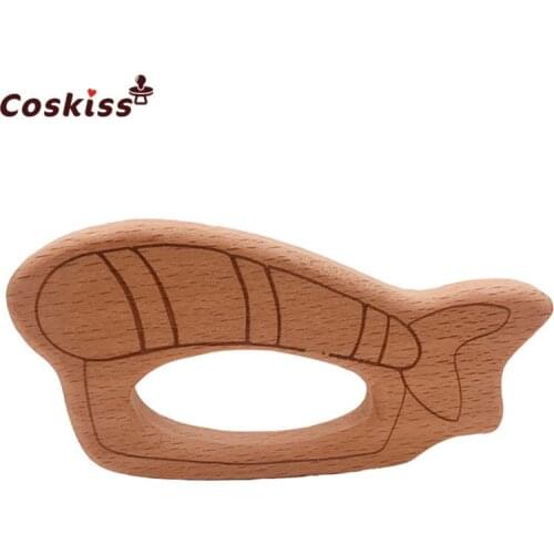 Beech Wooden Sushi Shape Handmade Baby Wooden Teether DIY Wood Personalized Pendent Eco-Friendly Safe Baby Teether Toys