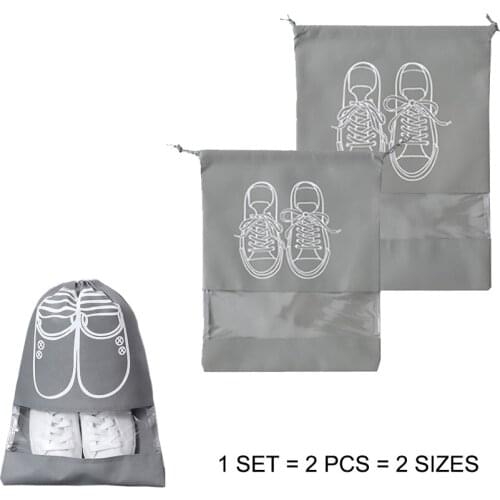 1set Travel Shoes Storage Bag for Boots, High Heel, Drawstring Translucent Window Space Saving Shoes Organizer Bag for Men&Women