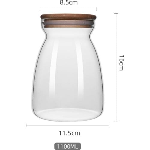 1100ML Sealed Glass Bottle Jar Transparent Food Tea Coffee Beans Grains Candy Container Decorative Canister For Kitchen Counter