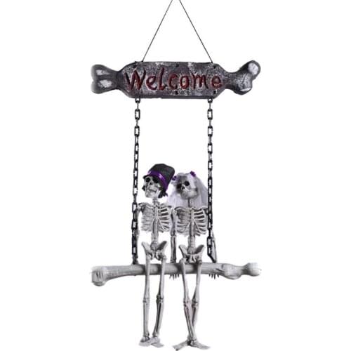 Halloween Horror Hanging Ghost Bride and Groom Skull House Door Pendant Halloween Party Welc ome Brand Haunted House Skeleton