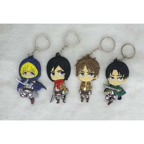 Attack on Titan Cartoon Animation Keychain Key Ring Double-sided Silicone Key Gift Pendant Classic Doll Novelty Toy Classic Gift