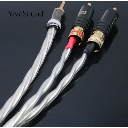 HIFI Nordost Odin audiophile silver aux 3.5mm headset plug to 2rca jack Audio signal line Computer and audio connection cable