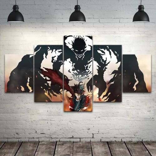 HD Prints Black Clover Canvas Painting 5 Pieces Wall Art Anime Pictures Asta Poster Home Decor For Living Room Modular Framework