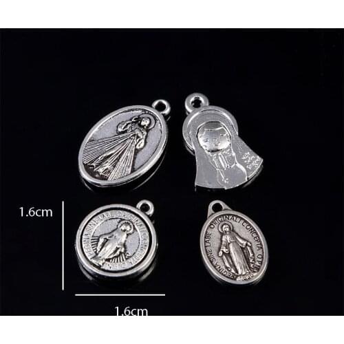 Catholic Medal Oval Virgin Mary Charm Necklace Fashion Craft Jewelry Bracelet Accessories Making Medal