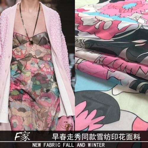 Fashion Big-name Fabrics Show Same Paragraph Digital Printing High-definition F Home Spring Summer Clothing Skirt Chiffon Fabric