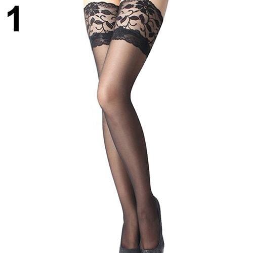 Fashion 1 pair Womens Sexy Stocking Floral Lace Top Stay Up Thigh High Stockings Nets For Women Female Stockings Pantyhose