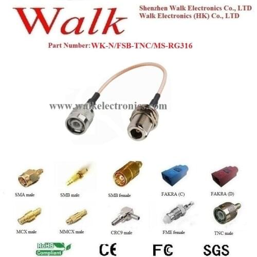 N female TNC male RG316 cable, TNC N rg316 cable, TNC male straight connector cable