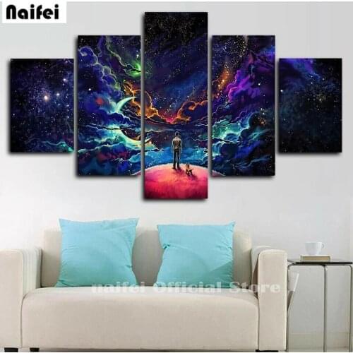 Diy Diamond Painting 5 Pcs Beauty And Beast Wall Art Full Square Drill Cross Stitch Embroidery Landscape Rhinestone Mosaic Decor