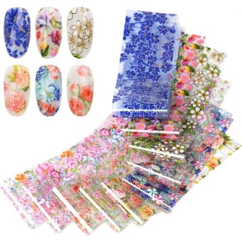 10 pieces of 20 * 4cm color flower nail piece transfer sticker custom design envelope slip band decoration manicure