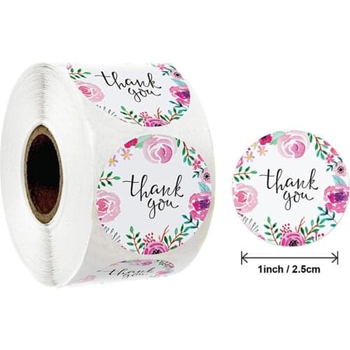 50-500pcs 1 Inch Flower Thank You Stickers Seal Label Handmade Stickers Scrapbooking for Gift Envelope Seals Stickers