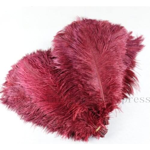 Natural 10-100PCS ostrich hair 45-50CM (18-20 inches) dyed wine red DIY craft jewelry decoration jewelry clothing feather