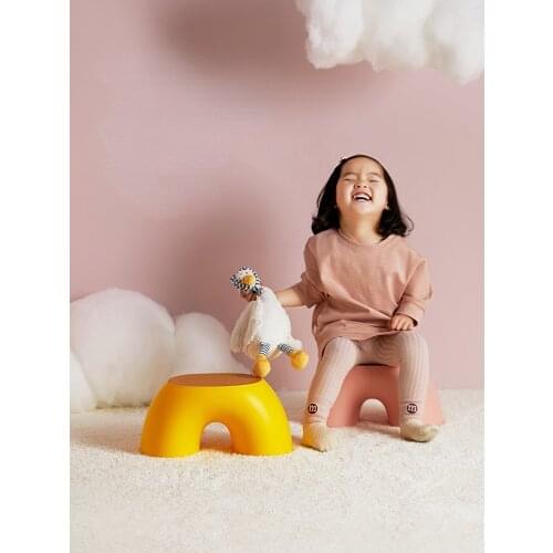 New home thickened non-slip small bench childrens plastic chair baby creative cute household wash rainbow step stool