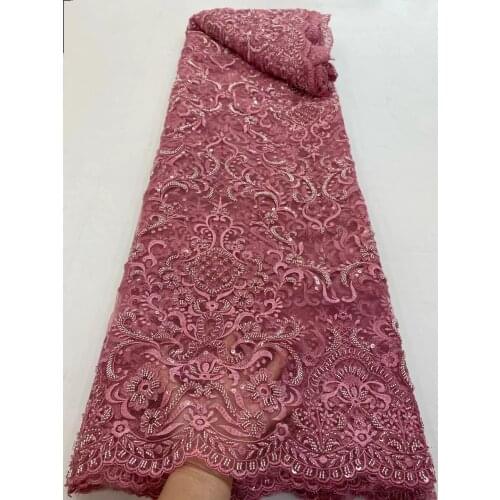 The new beautiful bead tube pattern totem embroidery, French tulle lace, suitable for fashionable ladies' skirts