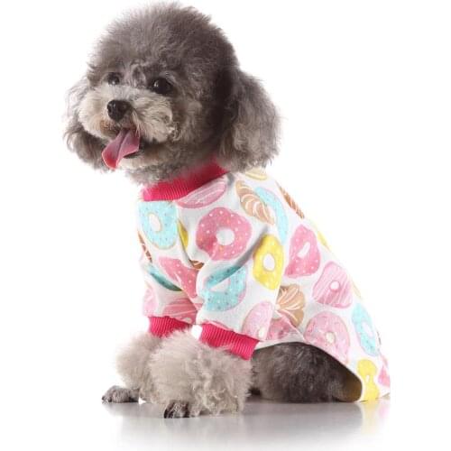 Fitwarm Sweetie Donuts Pet Clothes For Dog Pajamas Soft Cotton Shirts PJS, Pink XS Small Medium Large Chihuahua Teddy Yorkie
