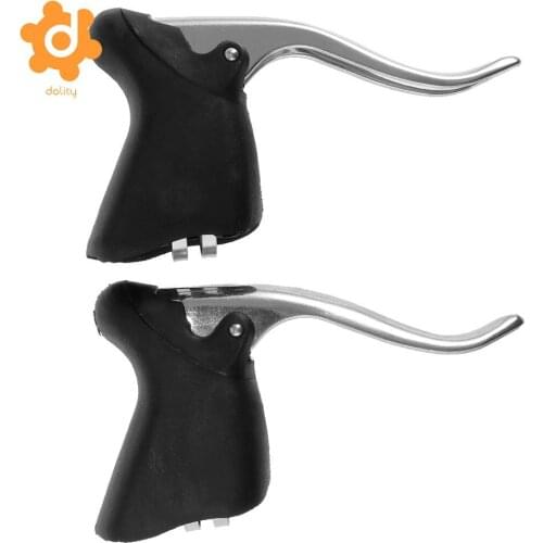 1 Pair Road Bike Drop Bar Brake Levers Bicycle Cycling Bent Brake Handles Handbrakes Fixed Gear fits for 22.2 - 23.8mm Handlebar
