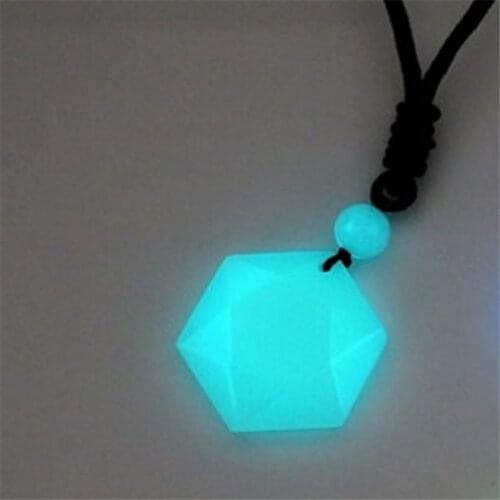 Charms Glowing In The Dark Natural Stone Hexagram Necklace Star of Pendant Lucky Luminous Necklace Women Men Couple Jewelry