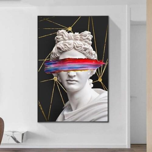 Vaporwave Sculpture Of Apollo Canvas Art Posters Graffiti Art Canvas Paintings On the Wall Art Cover Face Art Of Apollo Pictures