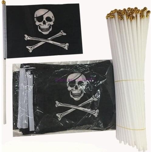 By DHL 1500pcs Skull and Cross Crossbones Pirates Hand Flag Cheerleading pompom 21x14cm