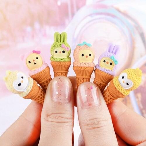20pcs Resin Ice Cream Pendants Filler Decor DIY Polymer Clay Adhesive Adhesive Accessories Lizun Model Tool For Kids Toys Food