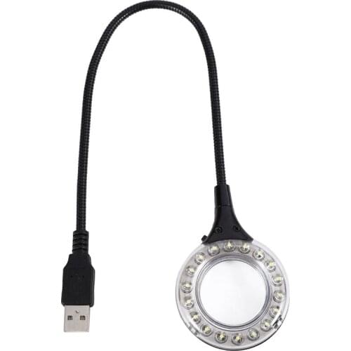 Portable Ultra Bright Flexible Light USB Reading Lamp Magnifying Glass With Switch 18 Led USB Gadgets Plug And Play For PC Lapto