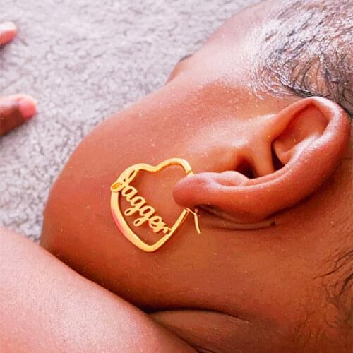 Romantic Heart Hoop Earrings For Women Fashion Jewelry Personalized Stainless Steel Nameplate Earrings Customized Gifts