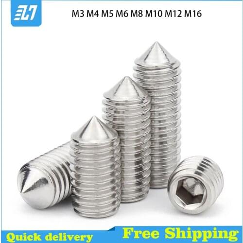 Hex Socket Cone Point Set Hexagon Grub Screw With Hex Key DIN914 304 Stainless Steel M3M4M5M6M8M10M12M16