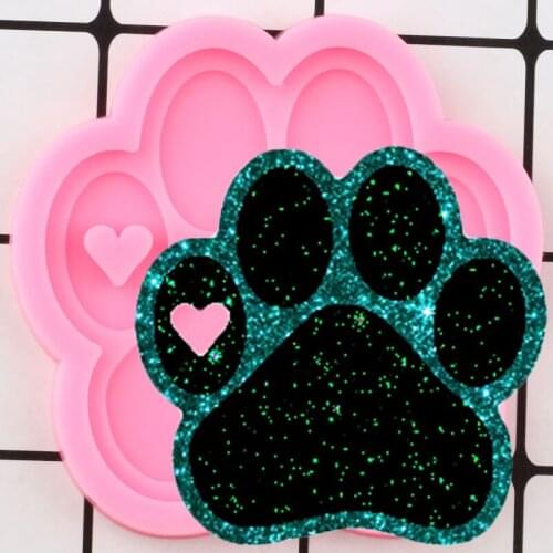 Cute Bear Paw Silicone Mold DIY Keychain Epoxy Resin Moulds Custom Pendant Key Ring Polymer Clay Molds