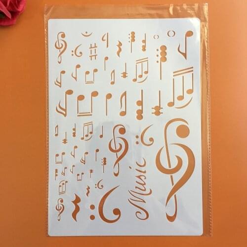 A4 musical note DIY Stencils Wall Painting Scrapbook Coloring Embossing Album Decorative Paper Card Template,wall letter cake