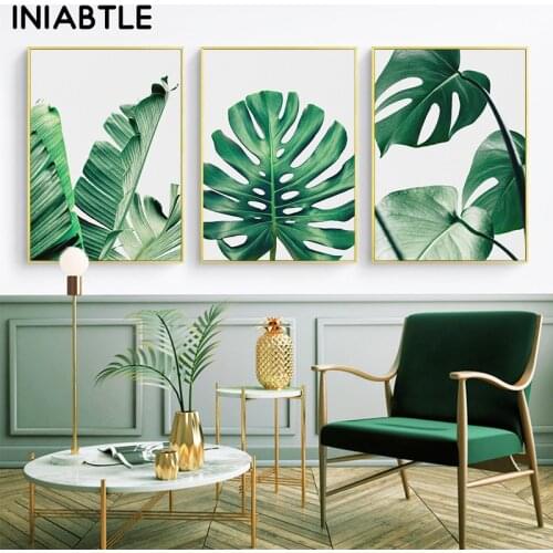 Tropical Leaf Posters Prints Monstera Leaf Palm Banana Canvas Painting Green Leaves Wall Art Pictures For Living Room Decoration