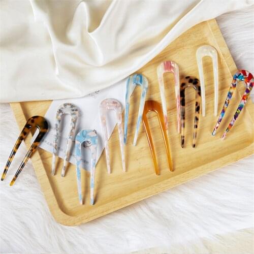 U Shape Acetate Hairpins Women Girls Hairstyle Tools 10 Styles U Hair Clip Fork Hair Pins Sticks 2021 Fashion Hair Accessories