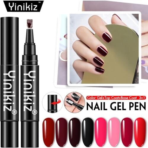 Yinikiz Nude Color Wine Red Series One Step Painting Brush Nail Gel Polish Pen 8 Colors Long Lasting Manicure Beauty Gel
