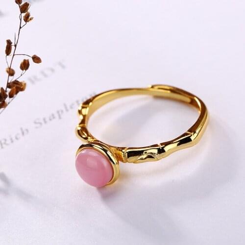 New Fashion Real 925 Sterling Silver Golden Color Ring for Women Luxury Adjustable Ring Silver Jewelry Accessories