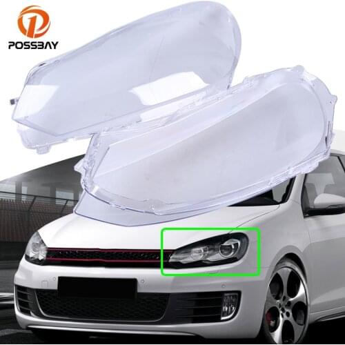 POSSBAY 1Pair Car Headlight Lenses Cover Left Right Clear Lens Lamp Masks Fit for VW Golf/GTI/Jetta Wagon/Sedan Rabbit 2004-2010