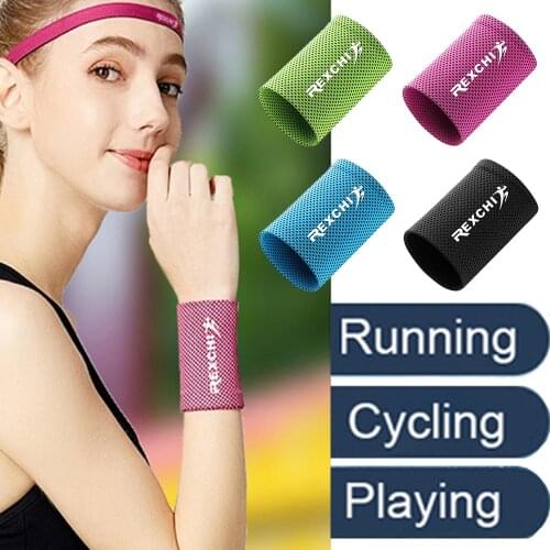 1pcs Wrist Brace Support Breathable Ice Cooling Sweat Band Tennis Wristband Wrap Sport Sweatband For Gym Yoga Volleyball