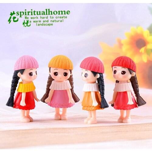 2pcs/set Fairy Garden Figurines Miniature Cute Girls Resin Crafts Ornament Gnomes Moss Terrariums Decoration