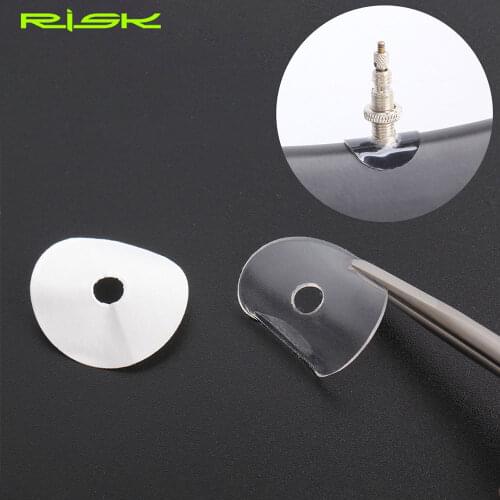 RISK 20Pcs MTB Road Bike Presta Valve Rim Protection Sticker Tube Tire Gasket Fixed Sticker French Air Nozzle Glue Pad