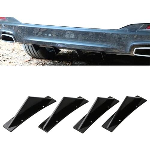 4Pcs Spoiler Back Bumpe Universal Car Rear Bumper Lip Diffuser Shark Fin curved