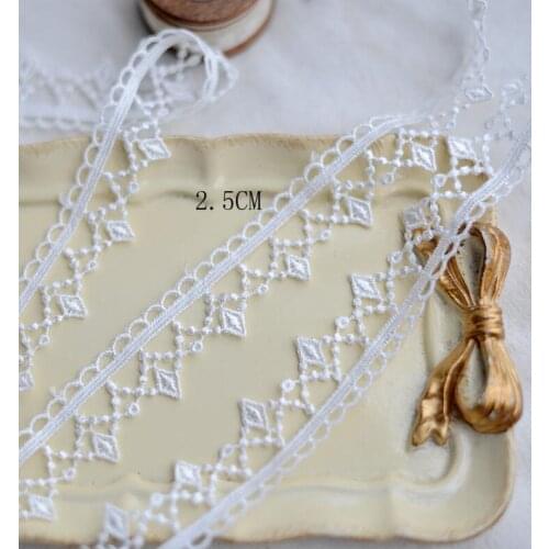 5 Meters/lot 2.5cm Width Lace Craft Sewing Supplies Water Soluble Embroidery Flowers White Lace Trim