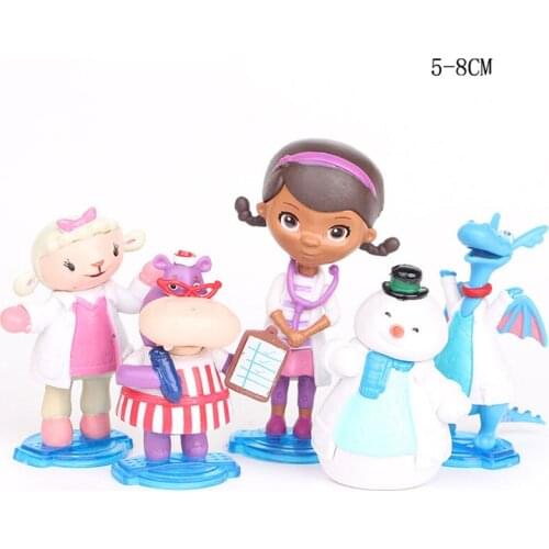 5 Pcs/Set Doc McStuffins Clinic Doc Girl Lambie Lamb Dragon Snowman Hippo Action Figure Model Toys For Children Birthday Gift