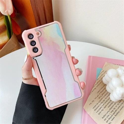 Watercolor Acrylic Phone Case For Samsung Galaxy S21 S20 FE Note 20 Ultra 10 S10 Plus Shockproof Luxury Hard PC Back Cover