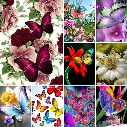 DIY 5D Diamond Painting Butterfly Cross Stitch Kit Full Drill Square Embroidery Animals Mosaic Art Picture of Rhinestones Decor